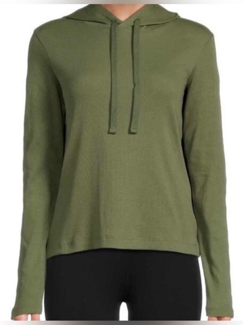 ATM Anthony Thomas Melillo Ribbed Olive Green Hooded Women’s Top XS